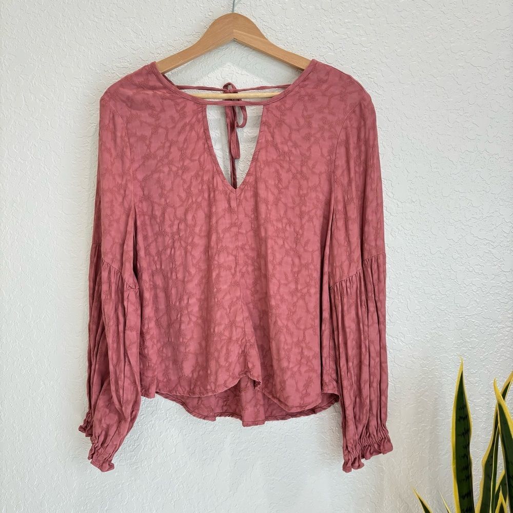 Saltwater Luxe Pink Embroidered Long Sleeve Top Size Medium